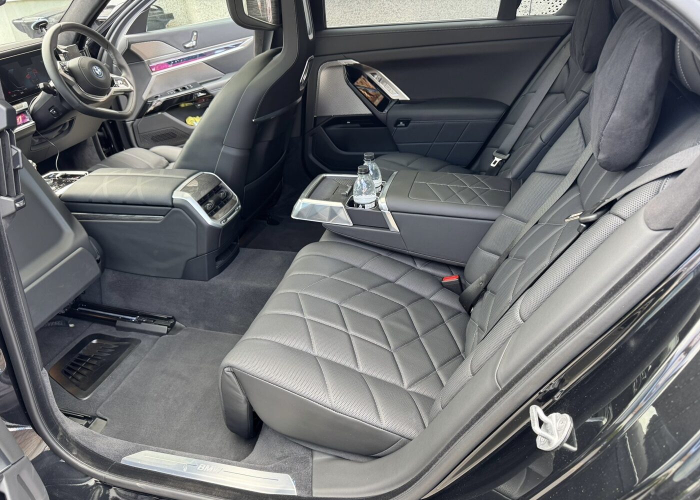 BMW i7 chauffeur car rear interior