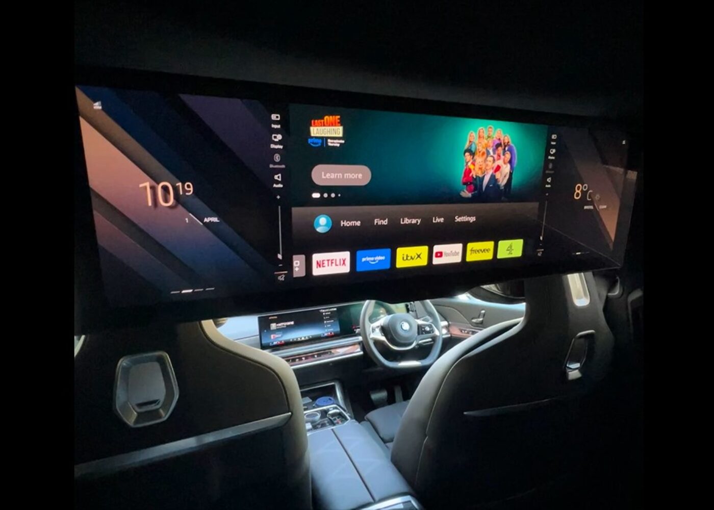 BMW i7 chauffeur car rear tv
